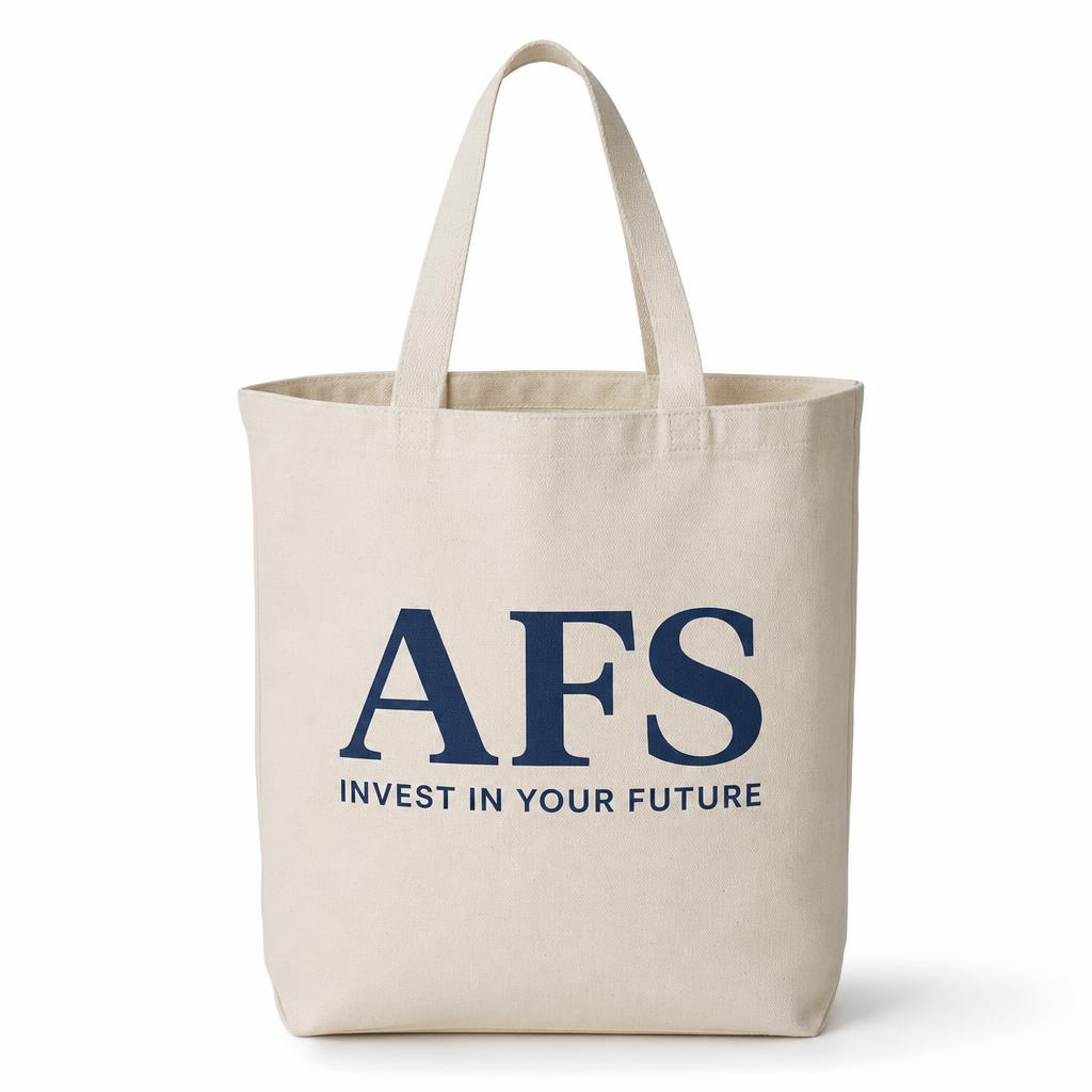 Natural canvas AFS tote bag